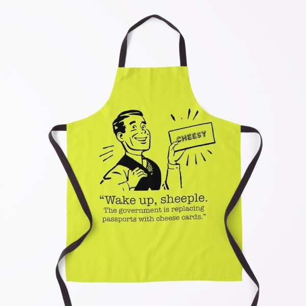 Item preview, “Wake Up, Sheeple — The Government Is Replacing Passports with Cheese Cards” | Surreal Retro Meme Humor designed and sold by RetroChill.