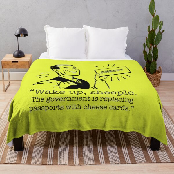 Item preview, “Wake Up, Sheeple — The Government Is Replacing Passports with Cheese Cards” | Surreal Retro Meme Humor designed and sold by RetroChill.