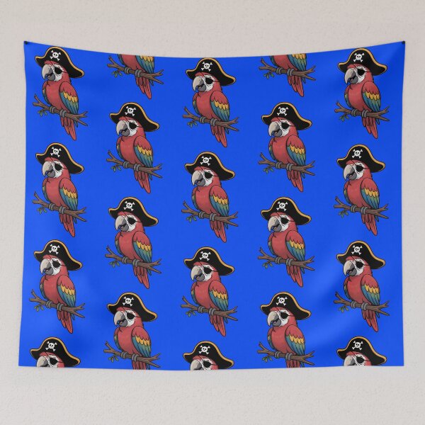 Item preview, Cute Cartoon Pirate Parrot: Macaw with Eyepatch & Hat Illustration designed and sold by RudArtAI.