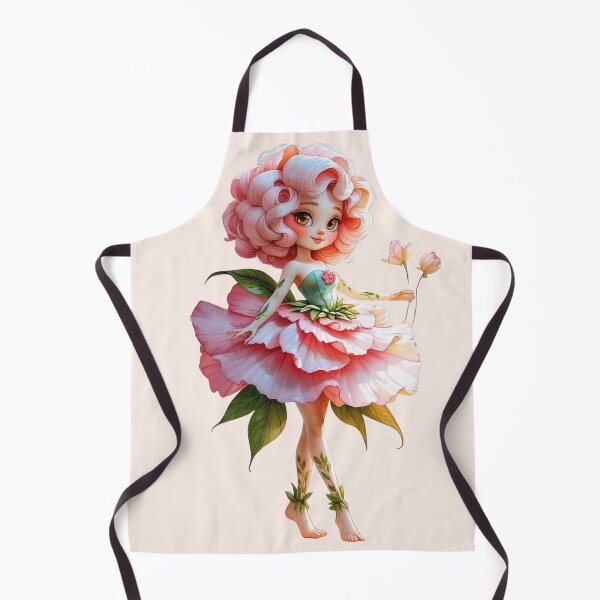 Item preview, Cute Peony Flower Girl - Fairy-tale fantasy character Whimsical childlike illustration designed and sold by RSDigitalPrintDesign.