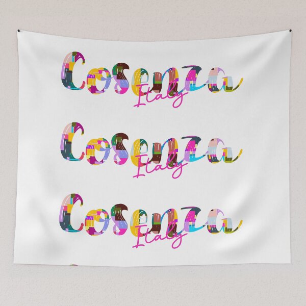 Item preview, Cosenza, Italy, Vibrant Abstract City Typography Art designed and sold by Wanderful-roads.