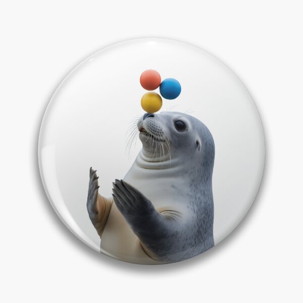 Item preview, Cute Seal Juggling: Photorealistic Circus Animal Balancing Balls designed and sold by RudArtAI.