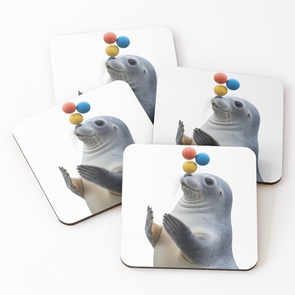 Item preview, Cute Seal Juggling: Photorealistic Circus Animal Balancing Balls designed and sold by RudArtAI.