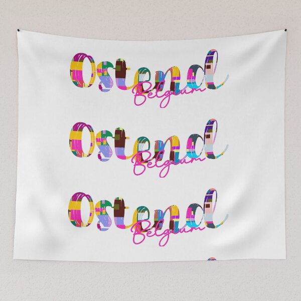 Item preview, Ostend, Belgium, Vibrant Abstract City Typography Art designed and sold by Wanderful-roads.