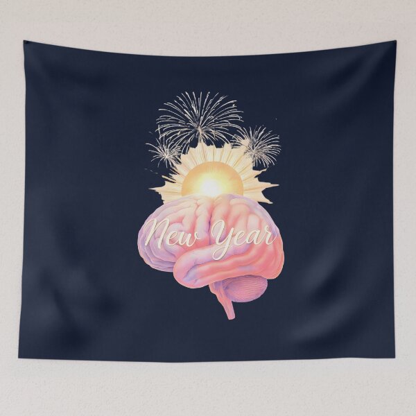 Item preview, New Year Brain, New Mind | Brain Sunrise Motivational Design – Growth, Positivity & Fresh Start Art designed and sold by PureBrain.
