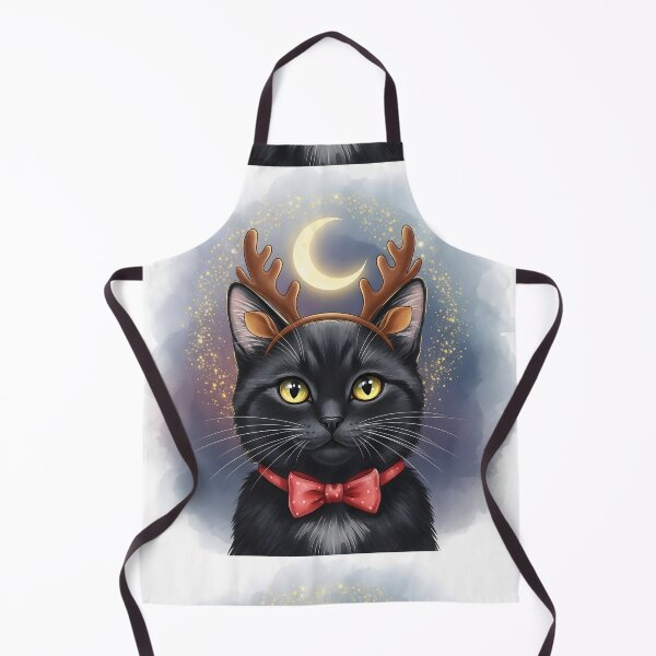 Item preview, Black Cat with Reindeer Antlers and Bow designed and sold by Cherry Dreams.