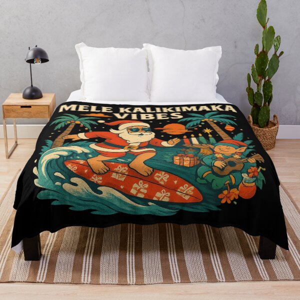 Item preview, Mele Kalikimaka Vibes – Hawaiian Christmas Surfing Santa Holiday Design designed and sold by AddictiveDesign.