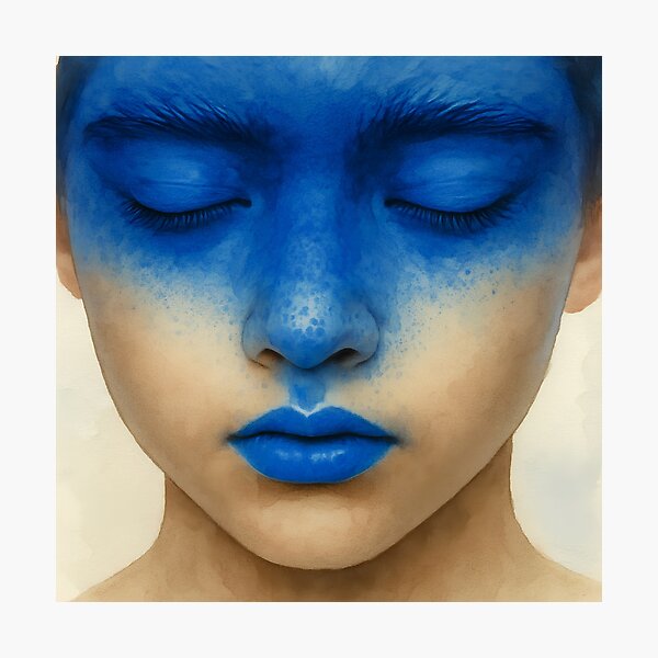 Item preview, Stillness in Blue — Minimal Portrait designed and sold by youkee.