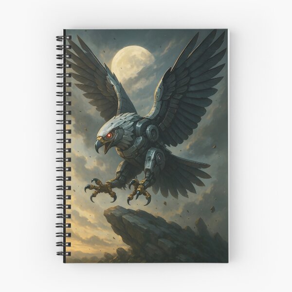 Item preview, Mech Raptor Strike — Robotic Eagle with Red Eyes designed and sold by Pixel-Up.