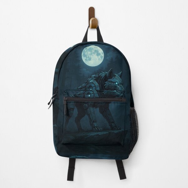 Item preview, Lunar Mech Wolf — Cybernetic Sentinel Under the Full Moon designed and sold by Pixel-Up.