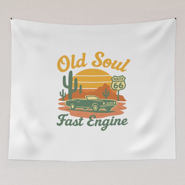 Item preview, Old Soul Fast Engine • Route 66 Retro Road Trip Tee | Boho Americana Desert Sunset Car Lover Shirt designed and sold by SoulThread Studio.
