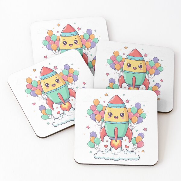 Item preview, Happy Toy Rocket Launch - Cute Kawaii Space Adventure with Balloons designed and sold by ToonyTeez.