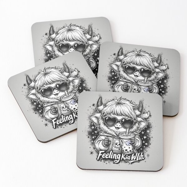 Item preview, Grunge Kawaii Yak Girl with Bubble Tea – Black & White Chibi Punk Art by NegarTv Designs designed and sold by NegarTv Designs.
