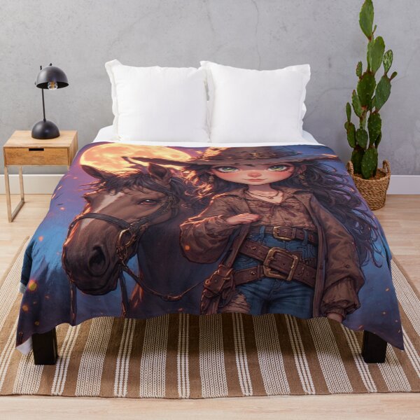 Item preview, Kawaii Cowgirl & Horse Under the Halloween Moon Western Spooky Night – NegarTV Designs designed and sold by NegarTv Designs.