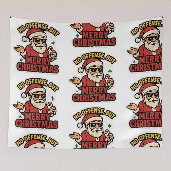Item preview, No Offense But merry Christmas - funny Santa shrugging sticker designed and sold by CoachEkong.