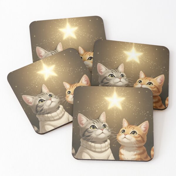 Item preview, Two Cats Gazing at Christmas Star designed and sold by Cherry Dreams.