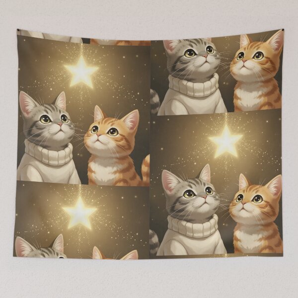 Item preview, Two Cats Gazing at Christmas Star designed and sold by Cherry Dreams.