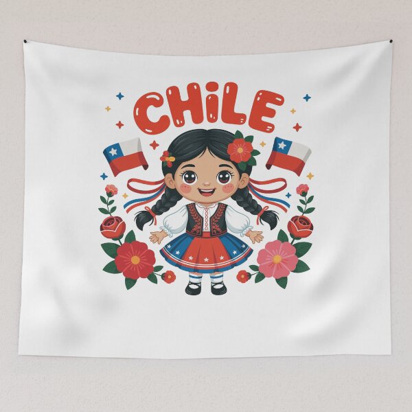 Item preview, Chile Girl Traditional Dress with Flags and Flowers for Kids designed and sold by NUMAcreations.