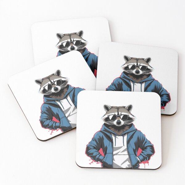 Item preview, Mapache genial con sudadera con capucha y gafas de sol | Arte urbano animal designed and sold by raccoonmerch.