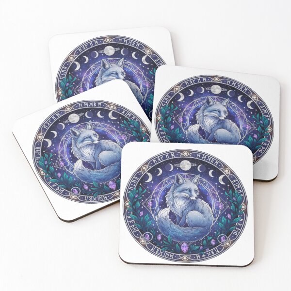 Item preview, Cosmic Celestial Fox Emblem, Mystical Runic Circle Art, Witchy Night Sky Aesthetic designed and sold by SueQsArt.