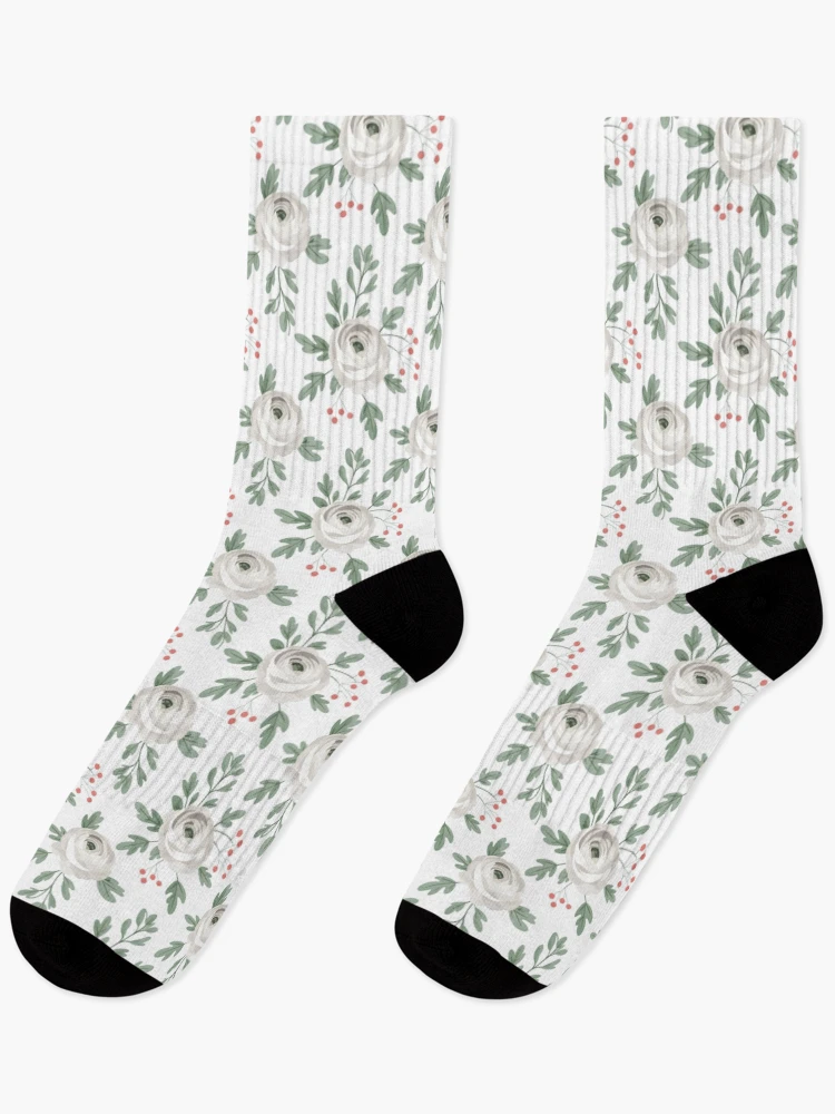 Thumbnail 1 of 5, Socks, White Ranunculus designed and sold by JessArty.