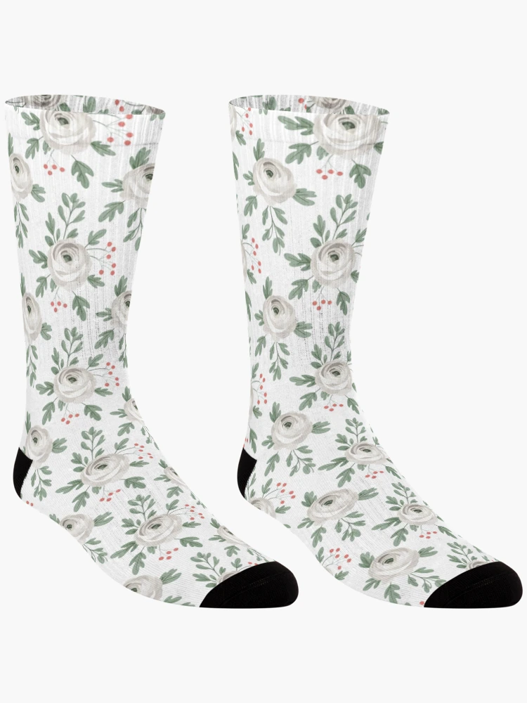 Thumbnail 3 of 5, Socks, White Ranunculus designed and sold by JessArty.