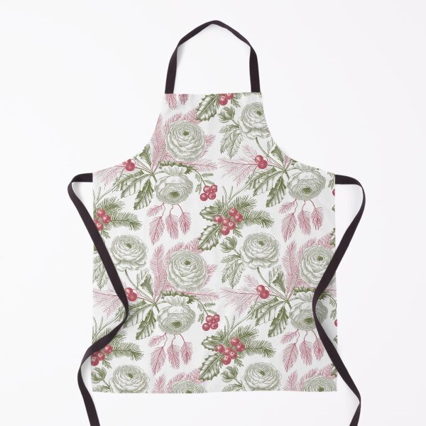 Item preview, White Ranunculus - Holly Winter Botanical Pattern designed and sold by JessArty ⭐⭐⭐⭐⭐.