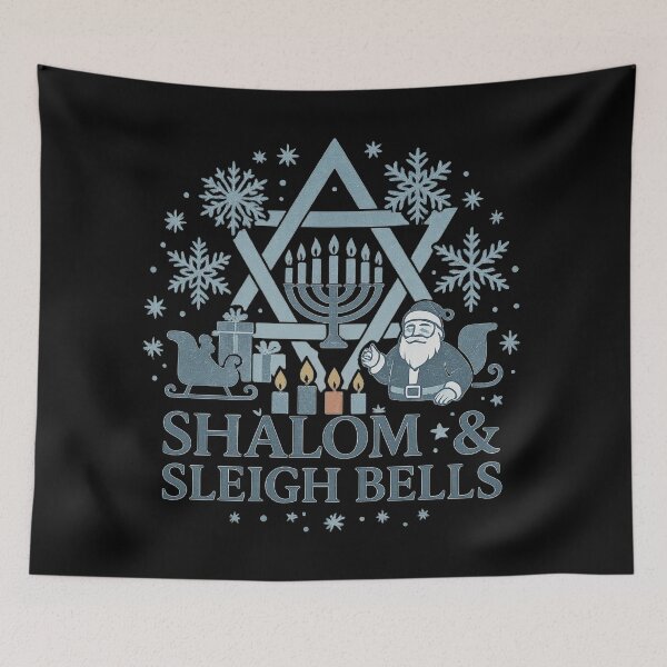 Item preview, Shalom & Sleigh Bells – Hanukkah Christmas Interfaith Holiday Design designed and sold by AddictiveDesign.