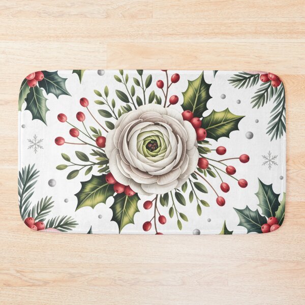 Item preview, White Ranunculus - Christmas Floral Pattern designed and sold by JessArty ⭐⭐⭐⭐⭐.