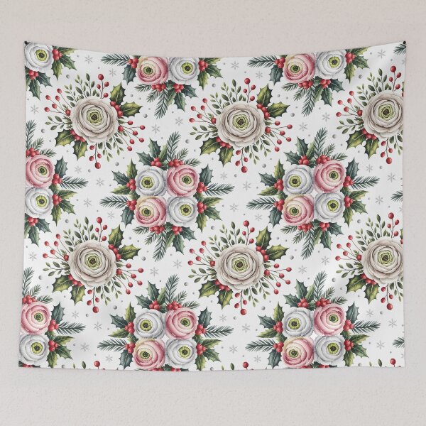 Item preview, White Ranunculus - Christmas Floral Pattern designed and sold by JessArty ⭐⭐⭐⭐⭐.