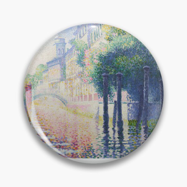 Item preview, Cross Venice Canal Print | Pointillist Italian Cityscape designed and sold by LaFabricaArt.