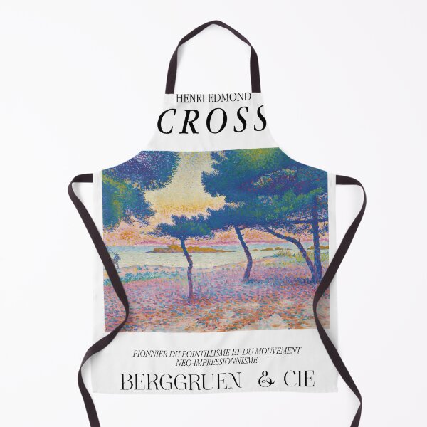 Item preview, Cross Beach Sunset Art | Pointillist Pine Trees Poster designed and sold by LaFabricaArt.