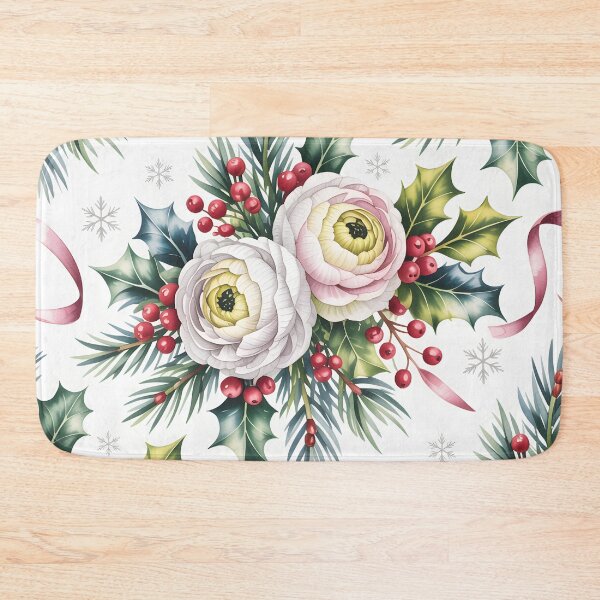 Item preview, White Ranunculus - Botanical Christmas Art designed and sold by JessArty ⭐⭐⭐⭐⭐.
