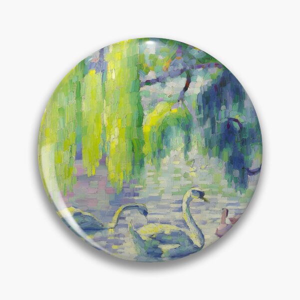 Item preview, Cross Swans and Willow Art | Post-Impressionist Pond Scene designed and sold by LaFabricaArt.