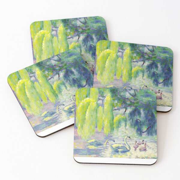 Item preview, Cross Swans and Willow Art | Post-Impressionist Pond Scene designed and sold by LaFabricaArt.