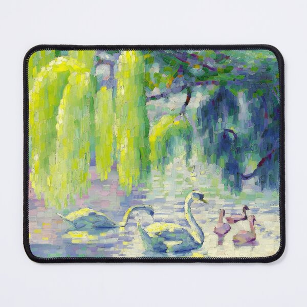 Item preview, Cross Swans and Willow Art | Post-Impressionist Pond Scene designed and sold by LaFabricaArt.