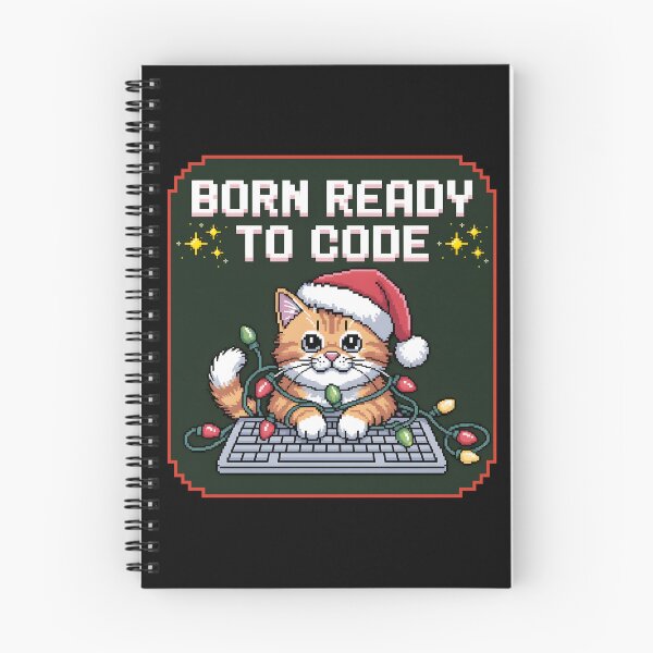 Item preview, Born Ready to Code – Christmas Pixel Cat Programmer Design designed and sold by DreamVibeShirt.