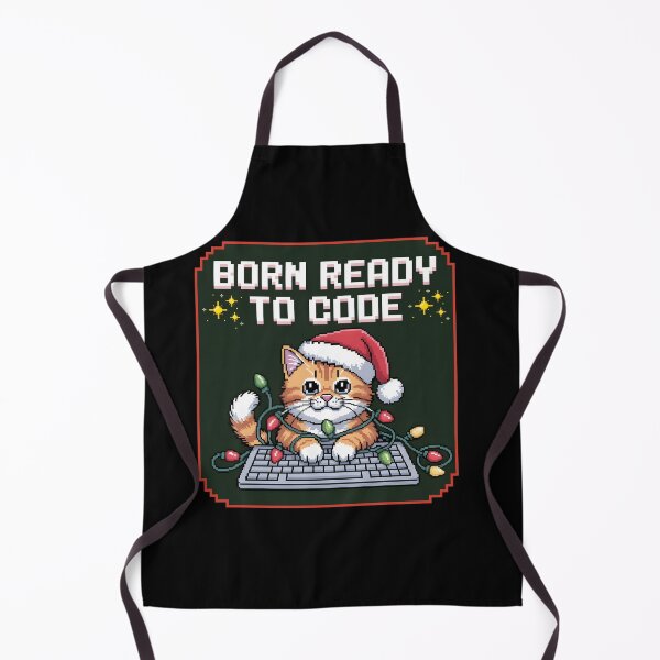 Item preview, Born Ready to Code – Christmas Pixel Cat Programmer Design designed and sold by DreamVibeShirt.