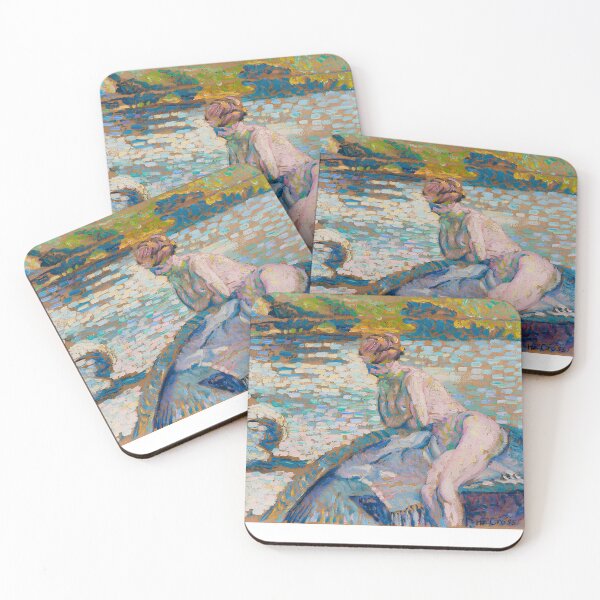 Item preview, Cross Nude Bather by Water | Post-Impressionist Figure Study designed and sold by LaFabricaArt.