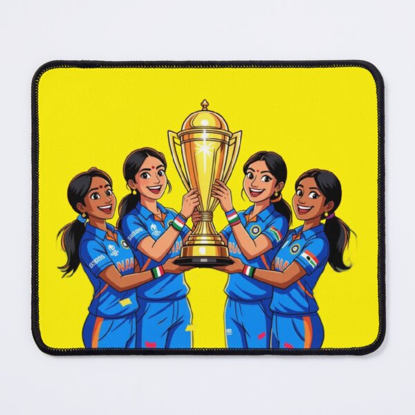 Item preview, Women’s Indian Cricket Team Champions – Trophy Celebration Illustration, Cricket Fan Art designed and sold by Brightstudio00.