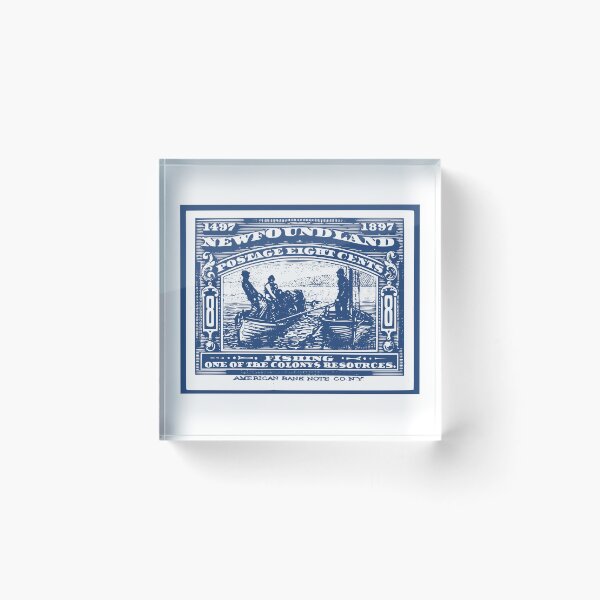 Item preview, Blue Newfoundland Canada Fishing Postage Stamp designed and sold by Willow Art Boutique.