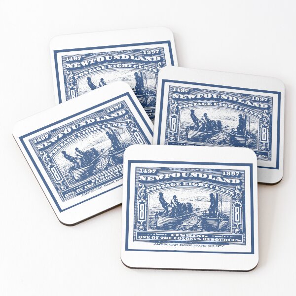 Item preview, Blue Newfoundland Canada Fishing Postage Stamp designed and sold by Willow Art Boutique.