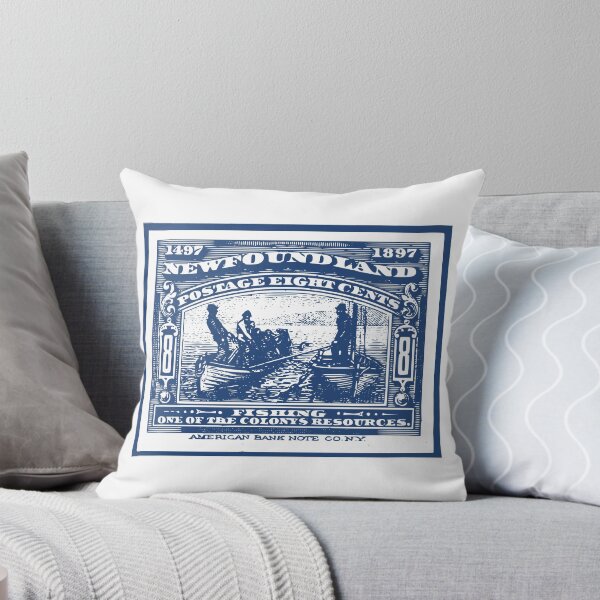 Item preview, Blue Newfoundland Canada Fishing Postage Stamp designed and sold by Willow Art Boutique.