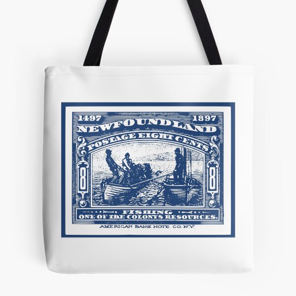 Item preview, Blue Newfoundland Canada Fishing Postage Stamp designed and sold by Willow Art Boutique.