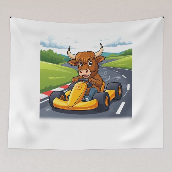 Item preview, Go-Kart Racing Highland Cow Scotland - Funny Scottish Racer Gift designed and sold by Loom on the Loch.