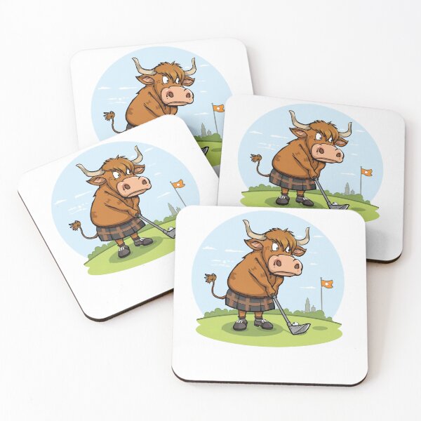 Item preview, Golfing Highland Cow Scotland Design - Tartan Kilt Golf Gift designed and sold by Loom on the Loch.