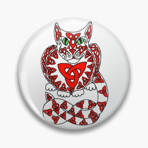 Item preview, Celtic Cat 92 in red and white designed and sold by ingridthecrafty.