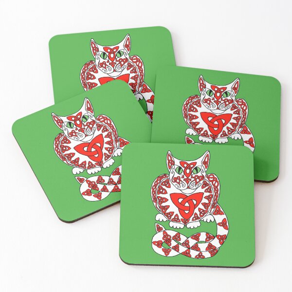 Item preview, Celtic Cat 92 in red and white designed and sold by ingridthecrafty.