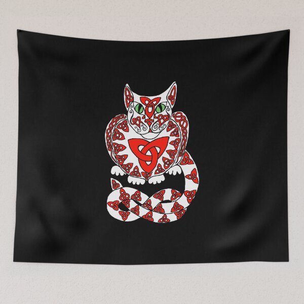 Item preview, Celtic Cat 92 in red and white designed and sold by ingridthecrafty.