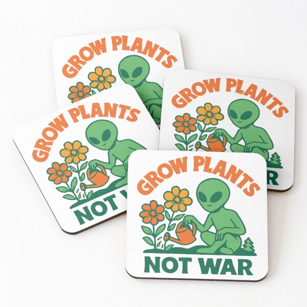Item preview, Grow Plants Not War Retro Alien designed and sold by Vallentinez.